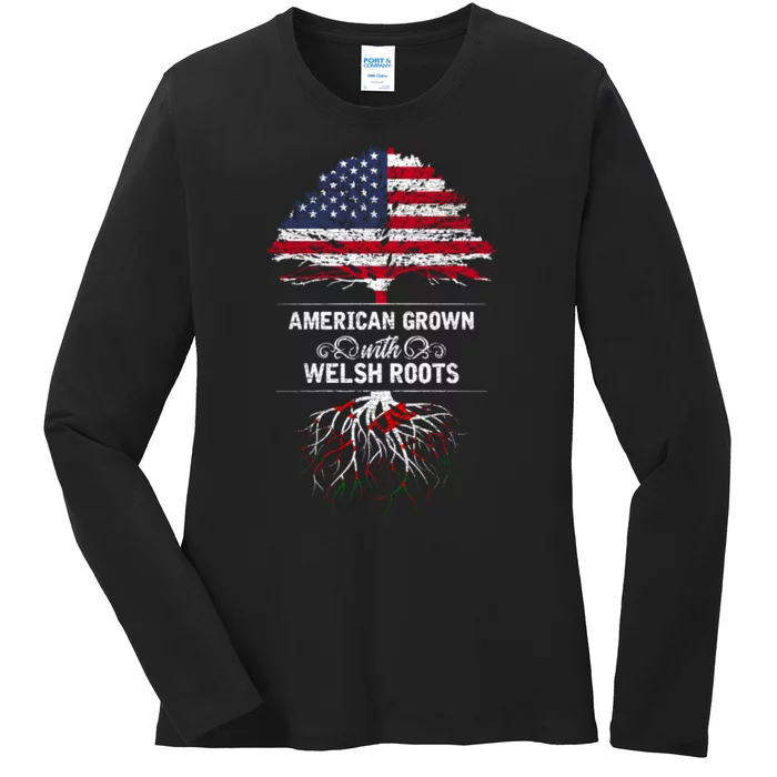 American Grown With Welsh Roots Funny Ladies Long Sleeve Shirt