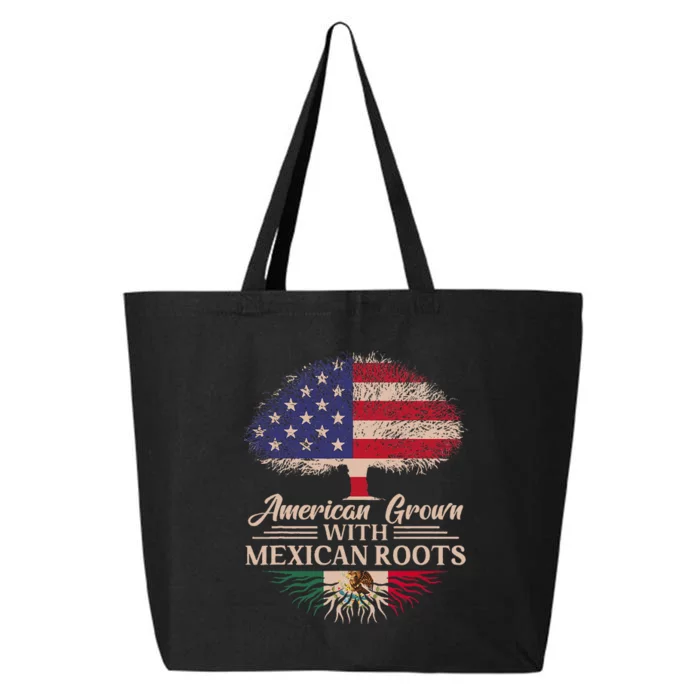 American Grown With Mexican Roots Half American Flag Mexican 25L Jumbo Tote