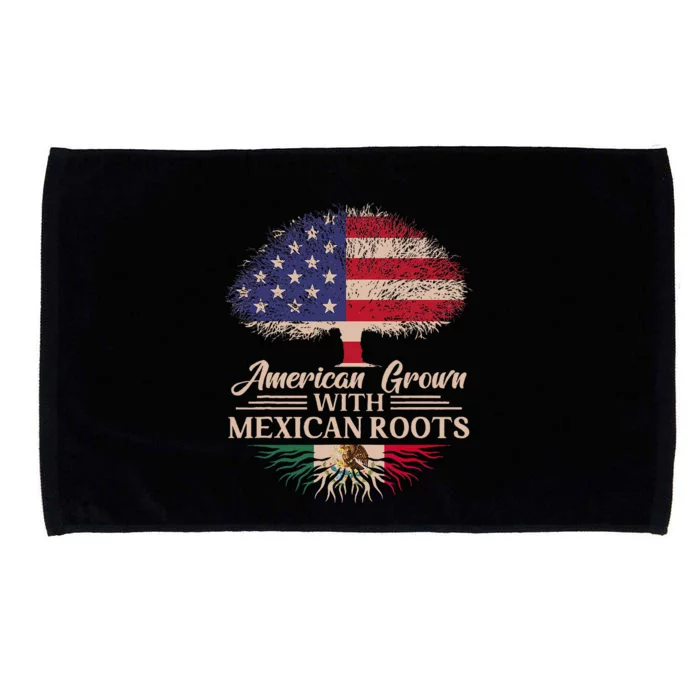 American Grown With Mexican Roots Half American Flag Mexican Microfiber Hand Towel