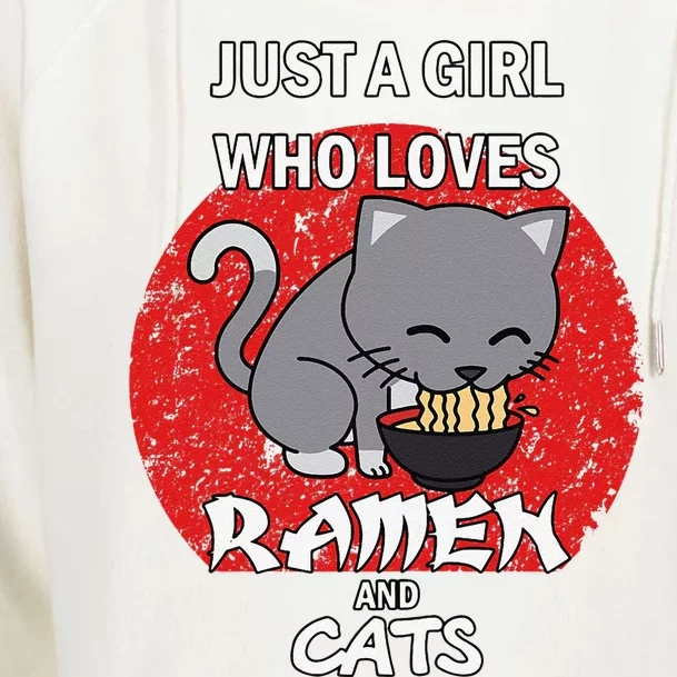 A Girl Who Loves Ramen Japanese Noodles Kawaii Anime Cat Womens Funnel Neck Pullover Hood