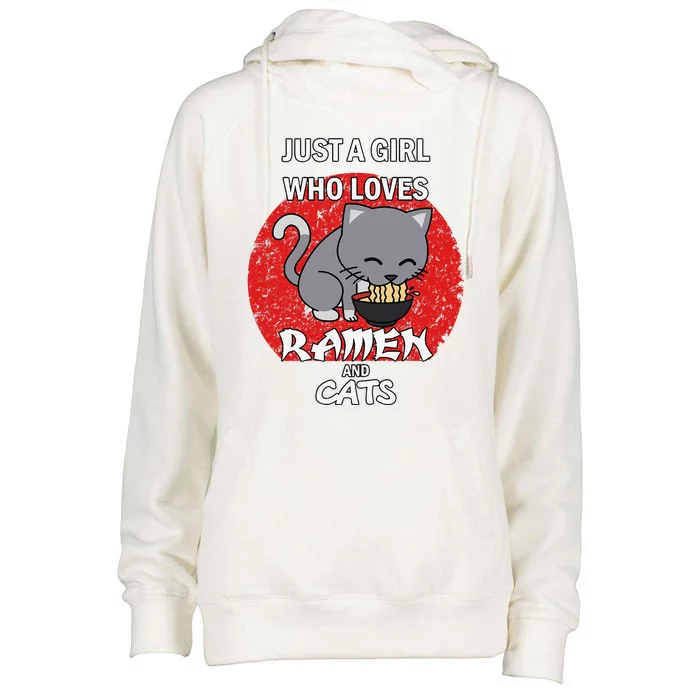 A Girl Who Loves Ramen Japanese Noodles Kawaii Anime Cat Womens Funnel Neck Pullover Hood