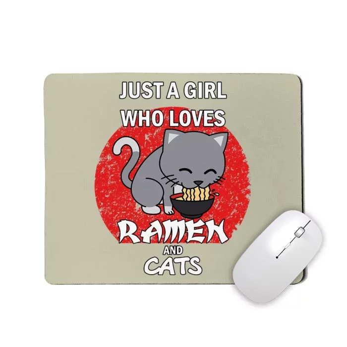 A Girl Who Loves Ramen Japanese Noodles Kawaii Anime Cat Mousepad