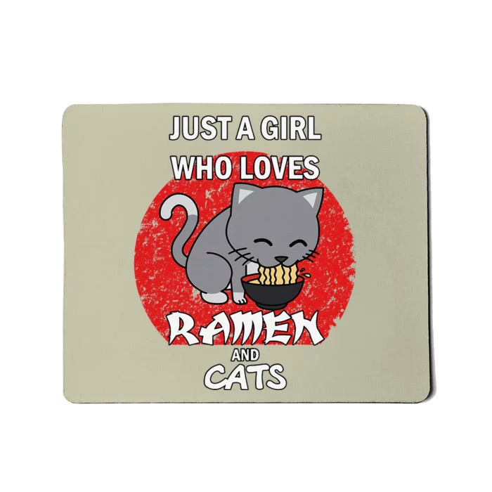 A Girl Who Loves Ramen Japanese Noodles Kawaii Anime Cat Mousepad