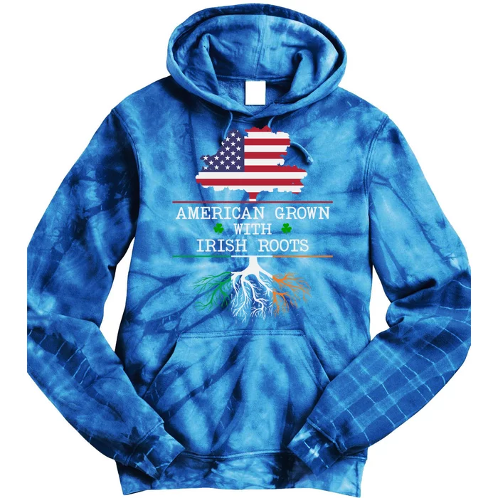 American Grown With Irish Roots St Patricks Day Gift Tie Dye Hoodie