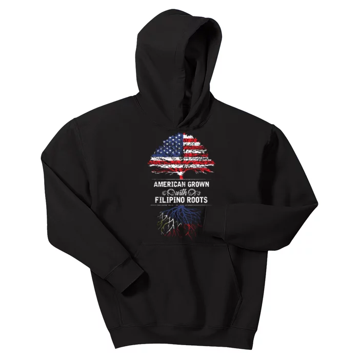 American Grown With Filipino Roots Usa Tree Philippines Kids Hoodie