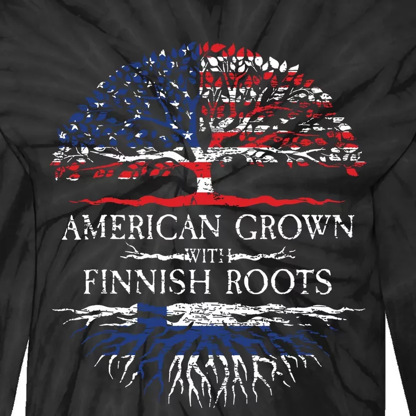 American Grown With Finnish Roots Finland Tie-Dye Long Sleeve Shirt