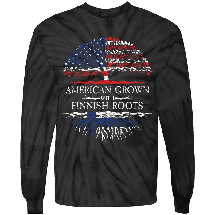 American Grown With Finnish Roots Finland Tie-Dye Long Sleeve Shirt