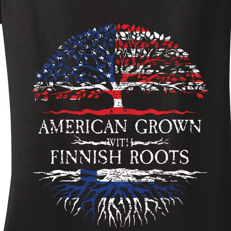 American Grown With Finnish Roots Finland Women's V-Neck T-Shirt