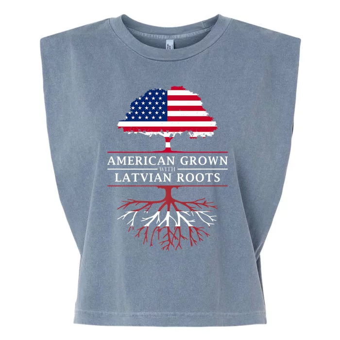 American Grown With Latvian Roots Gift Latvia Meaningful Gift Garment-Dyed Women's Muscle Tee