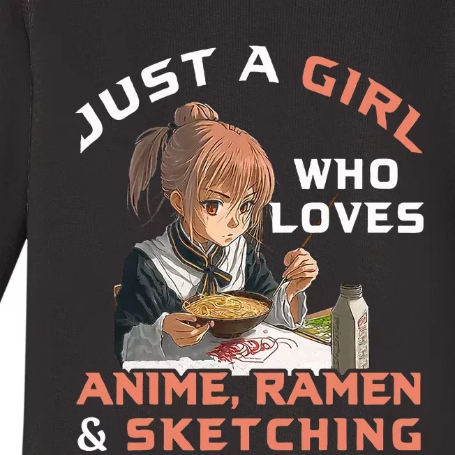 A Girl Who Loves Anime Ramen And Sketching Japan Anime Baby Long Sleeve Bodysuit