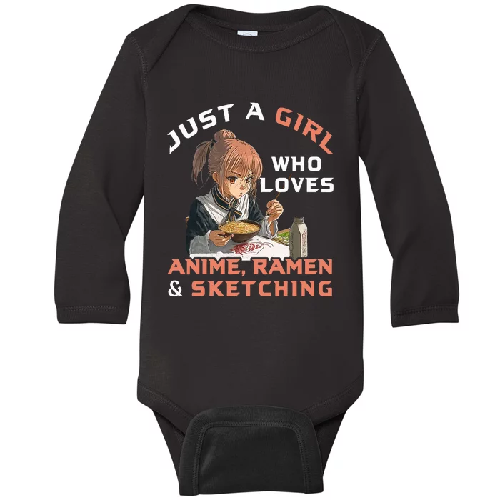 A Girl Who Loves Anime Ramen And Sketching Japan Anime Baby Long Sleeve Bodysuit