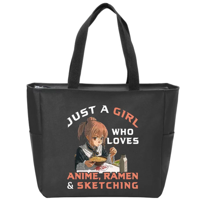 A Girl Who Loves Anime Ramen And Sketching Japan Anime Zip Tote Bag