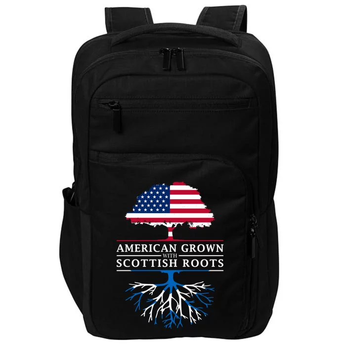 American Grown With Scottish Roots Meaningful Gift Scotland Funny Gift Impact Tech Backpack