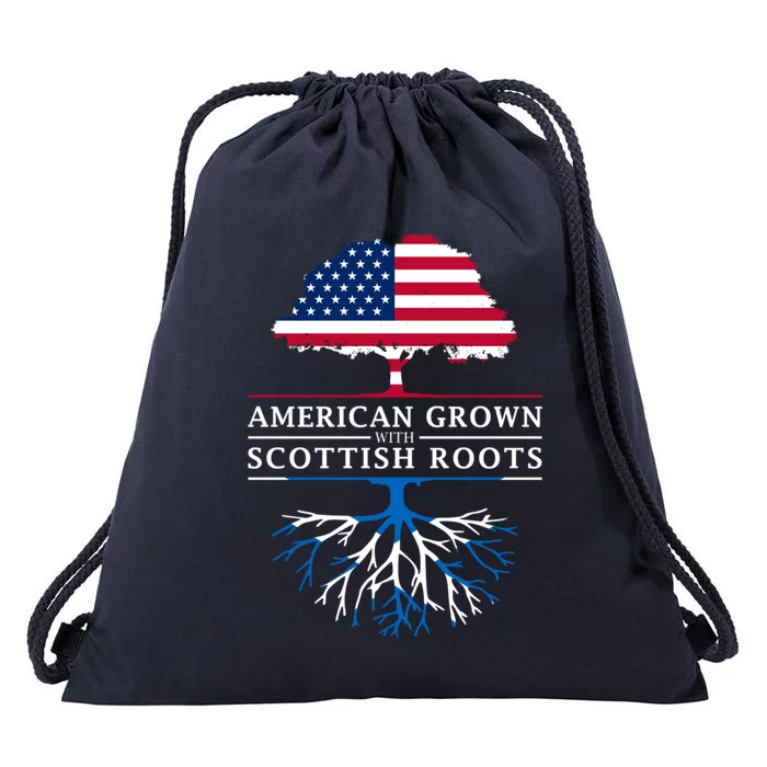 American Grown With Scottish Roots Meaningful Gift Scotland Funny Gift Drawstring Bag