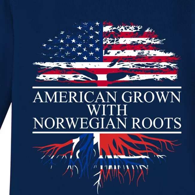 American Grown With Norwegian Roots Gift Baby Long Sleeve Bodysuit