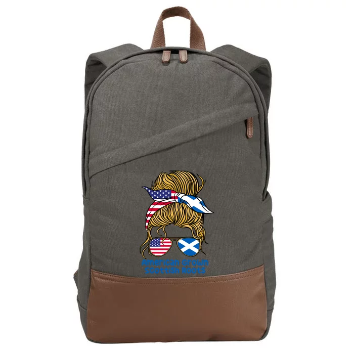 American Grown With Scottish Roots Messy Bun Gift Cotton Canvas Backpack