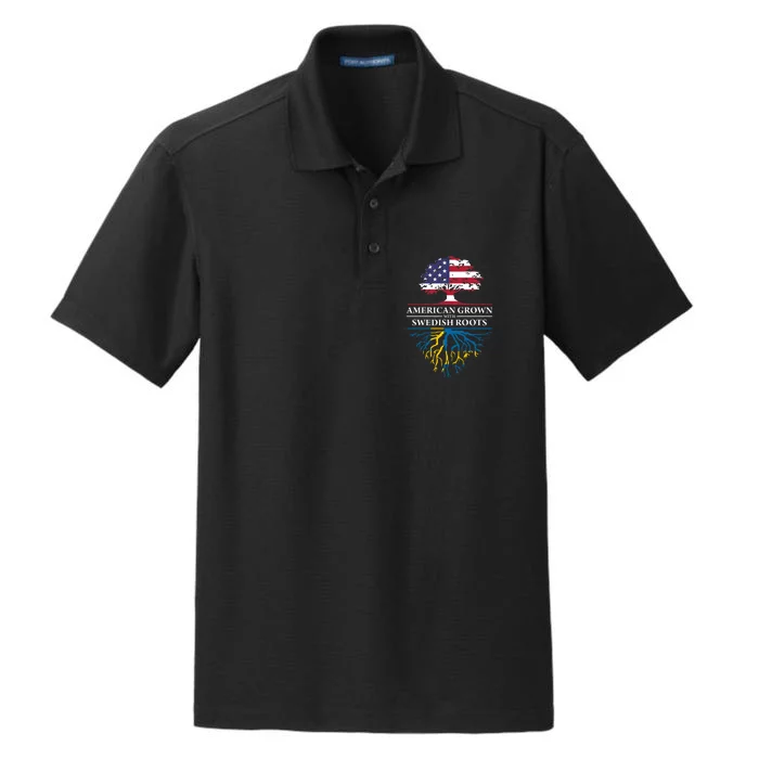 American Grown With Swedish Roots Gift Sweden Gift Dry Zone Grid Performance Polo