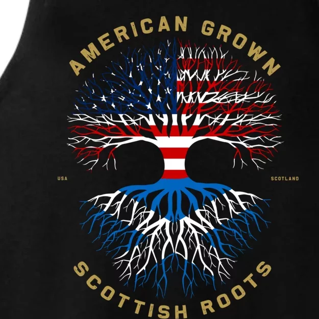 American Grown With Scottish Roots Tree Usa Flag Funny Gift Idea Cute Gift Ladies Tri-Blend Wicking Tank