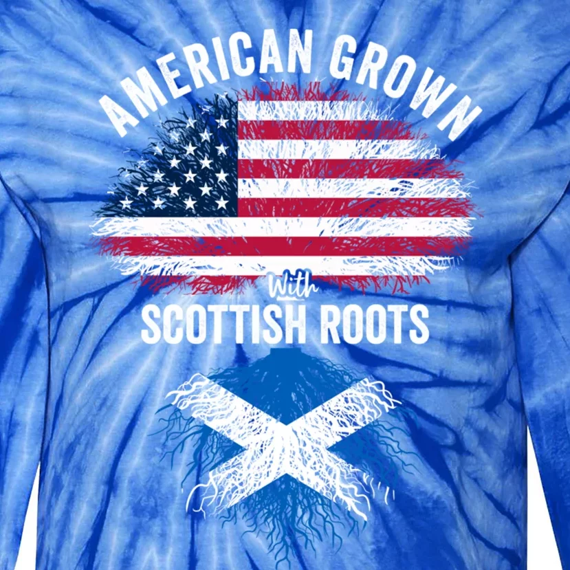 American Grown With Scottish Roots Usa Scotland Flag Cool Gift Tie-Dye Long Sleeve Shirt