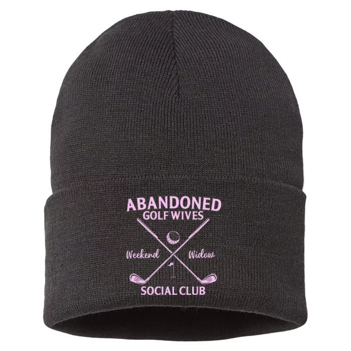 Abandoned Golf Wives Social Club Funny Golfer Golfing Player Sustainable Knit Beanie