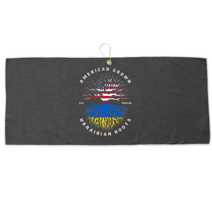 American Grown With Ukrainian Roots USA Flag Ukraine Large Microfiber Waffle Golf Towel