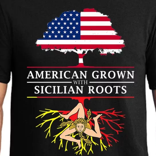 American Grown With Sicilian Roots Gift Sicily Gift Pajama Set