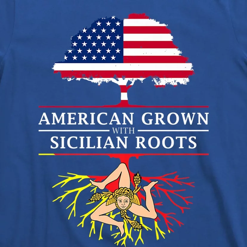 American Grown With Sicilian Roots Gift Sicily Gift T-Shirt