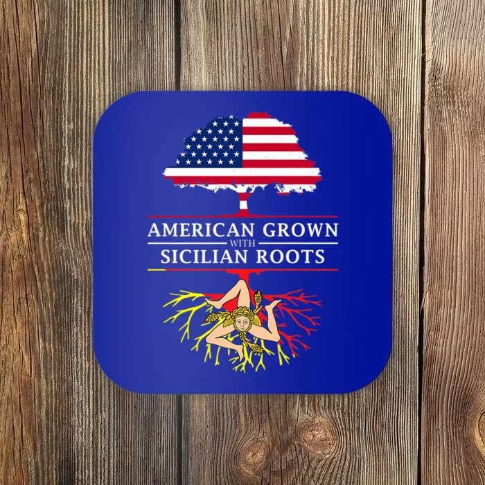 American Grown With Sicilian Roots Gift Sicily Gift Coaster