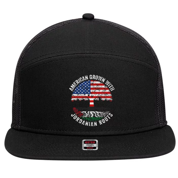 American Grown With Jordanian Roots Jordan Flag 7 Panel Mesh Trucker Snapback Hat