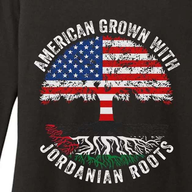 American Grown With Jordanian Roots Jordan Flag Womens CVC Long Sleeve Shirt