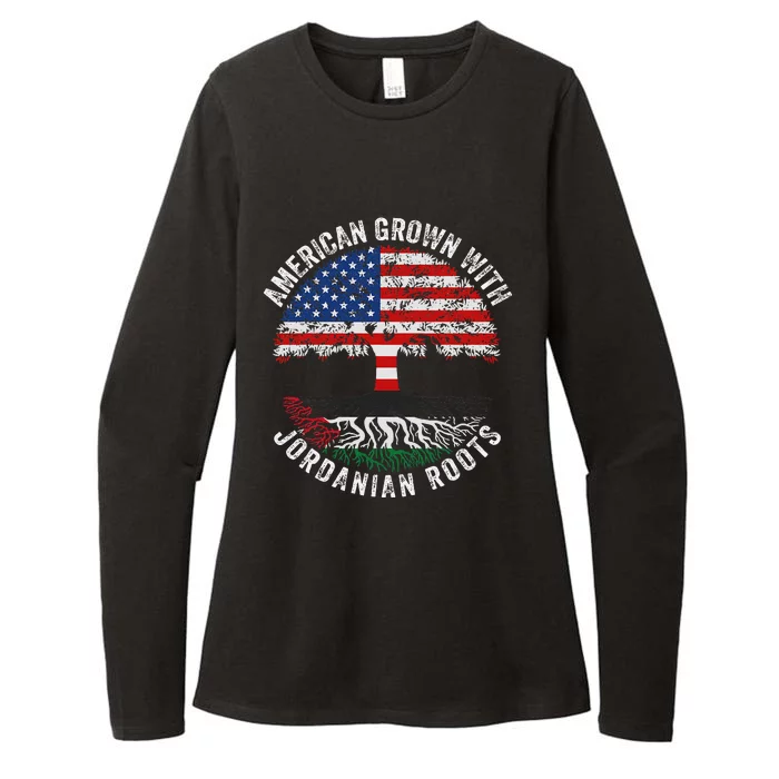 American Grown With Jordanian Roots Jordan Flag Womens CVC Long Sleeve Shirt