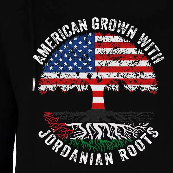 American Grown With Jordanian Roots Jordan Flag Womens Funnel Neck Pullover Hood