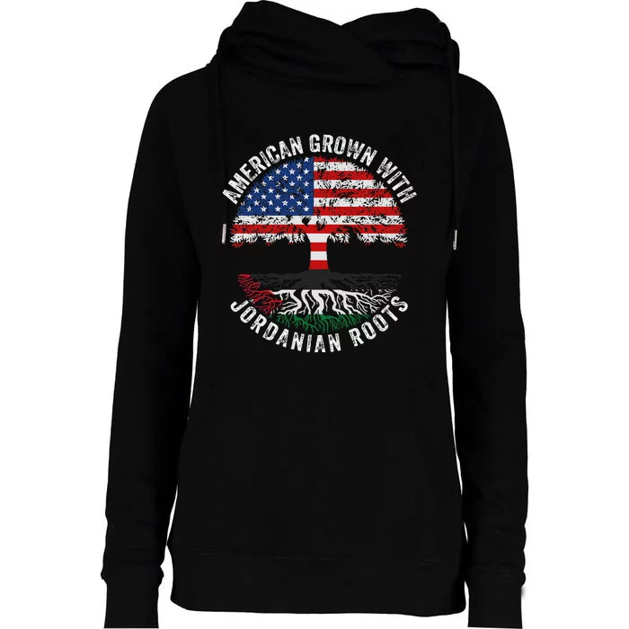 American Grown With Jordanian Roots Jordan Flag Womens Funnel Neck Pullover Hood