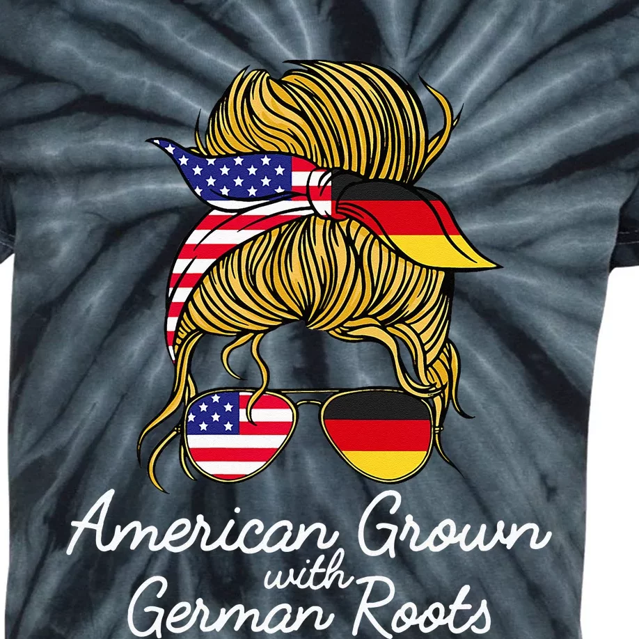 American Grown With German Roots Germany And USA Flag Kids Tie-Dye T-Shirt