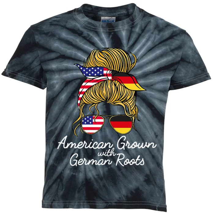 American Grown With German Roots Germany And USA Flag Kids Tie-Dye T-Shirt