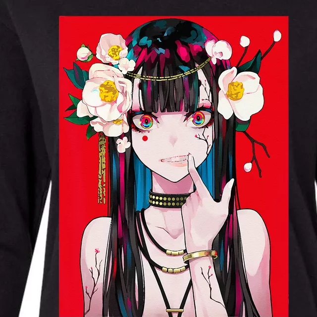 Anime Girl Waifu Japanese Aesthetic Kawaii Otaku Weeb Womens Cotton Relaxed Long Sleeve T-Shirt