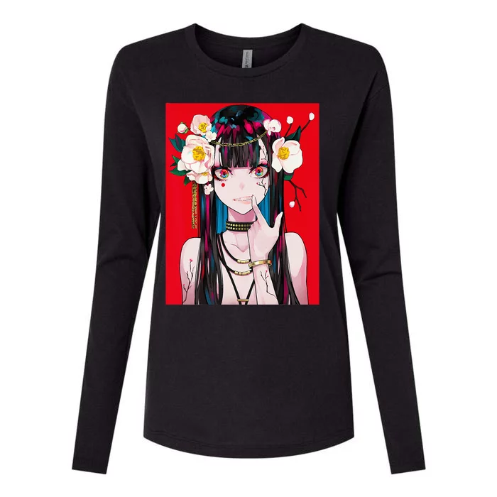 Anime Girl Waifu Japanese Aesthetic Kawaii Otaku Weeb Womens Cotton Relaxed Long Sleeve T-Shirt