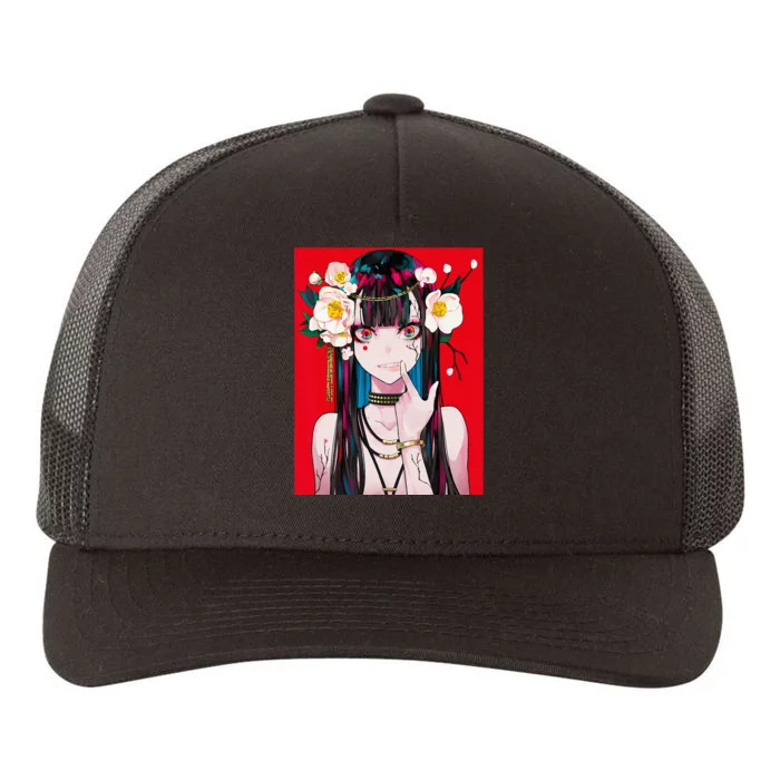 Anime Girl Waifu Japanese Aesthetic Kawaii Otaku Weeb Yupoong Adult 5-Panel Trucker Hat