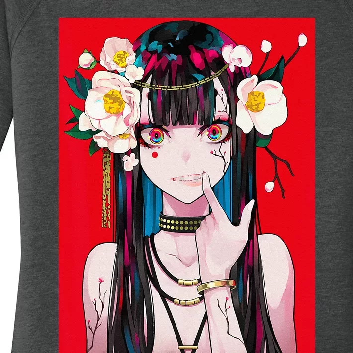 Anime Girl Waifu Japanese Aesthetic Kawaii Otaku Weeb Women's Perfect Tri Tunic Long Sleeve Shirt