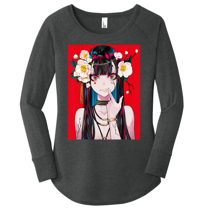 Anime Girl Waifu Japanese Aesthetic Kawaii Otaku Weeb Women's Perfect Tri Tunic Long Sleeve Shirt