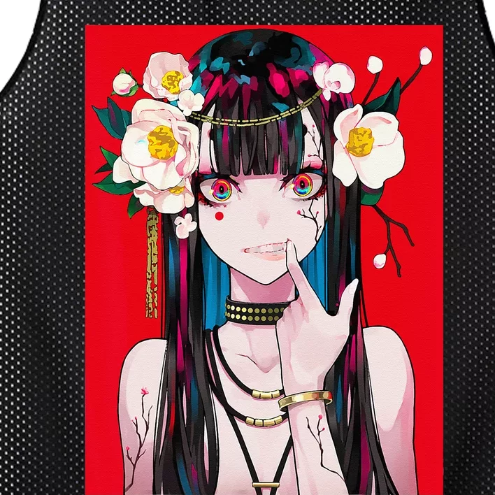 Anime Girl Waifu Japanese Aesthetic Kawaii Otaku Weeb Mesh Reversible Basketball Jersey Tank