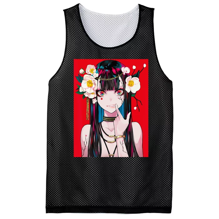 Anime Girl Waifu Japanese Aesthetic Kawaii Otaku Weeb Mesh Reversible Basketball Jersey Tank