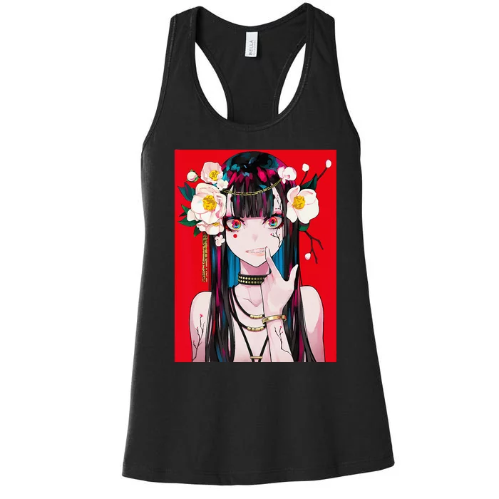 Anime Girl Waifu Japanese Aesthetic Kawaii Otaku Weeb Women's Racerback Tank