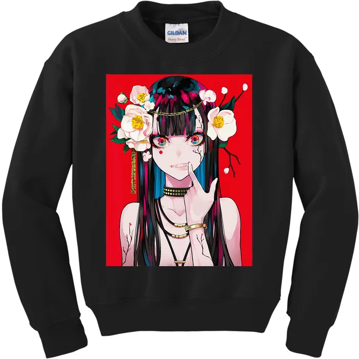 Anime Girl Waifu Japanese Aesthetic Kawaii Otaku Weeb Kids Sweatshirt