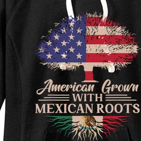 American Grown With Mexican Roots Half American Flag Mexican Women's Fleece Hoodie