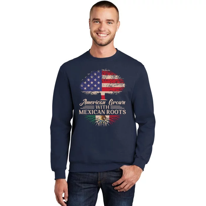 American Grown With Mexican Roots Half American Flag Mexican Sweatshirt