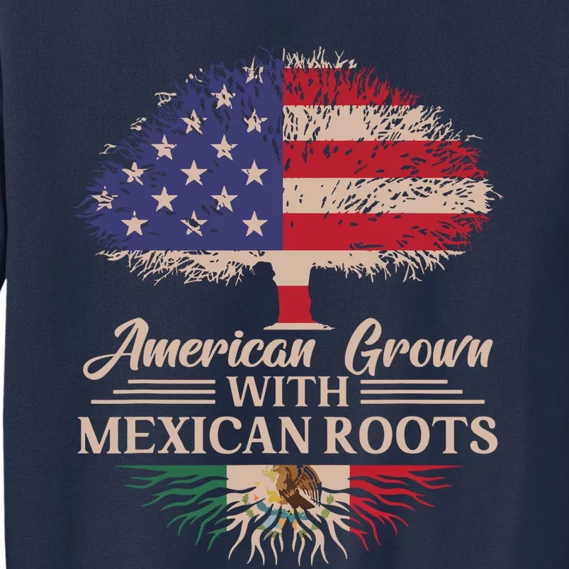 American Grown With Mexican Roots Half American Flag Mexican Sweatshirt