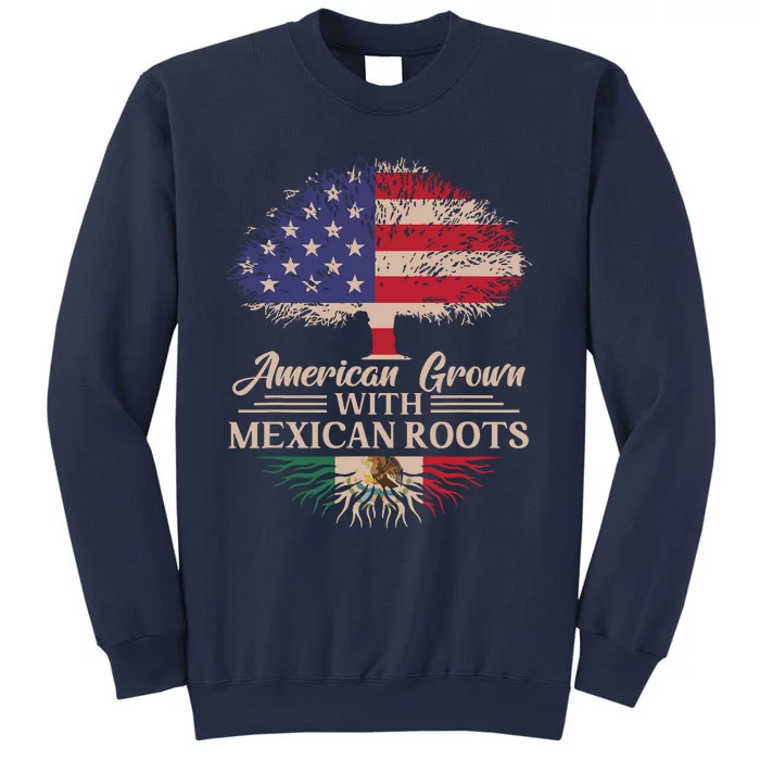 American Grown With Mexican Roots Half American Flag Mexican Sweatshirt