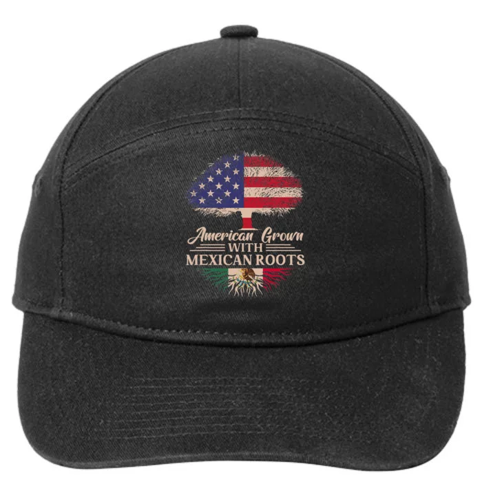 American Grown With Mexican Roots Half American Flag Mexican 7-Panel Snapback Hat