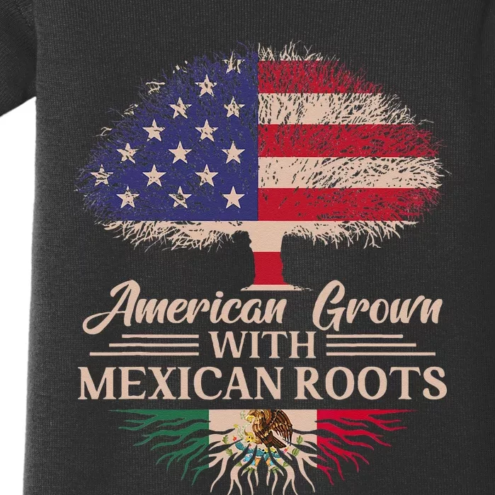 American Grown With Mexican Roots Half American Flag Mexican Baby Bodysuit